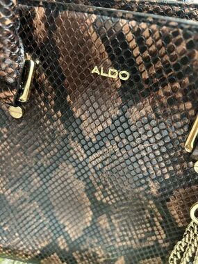 ALDO Black and Brown Snake-Print Shoulder Bag with Gold Hardware